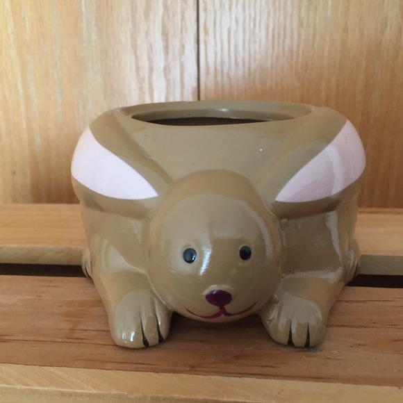 Easter Bunny Rabbit Candle Holder Brown Ceramic Rocket Farms - Picture 7 of 8